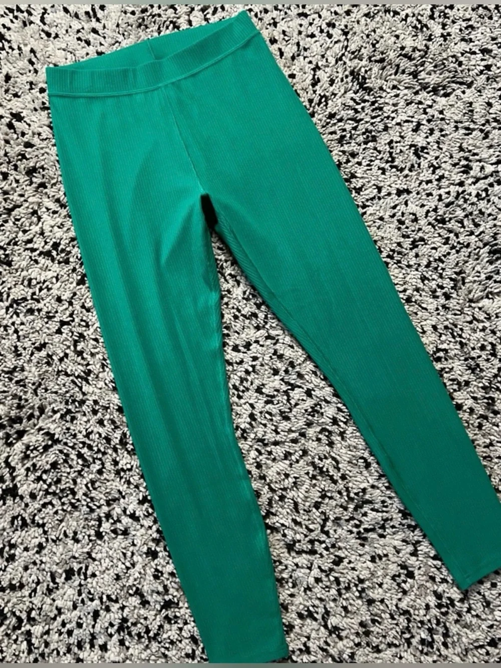 Alo Yoga Ribbed Blissful Set Green Teal 7/8 Leggings Sports Bra Athleisure